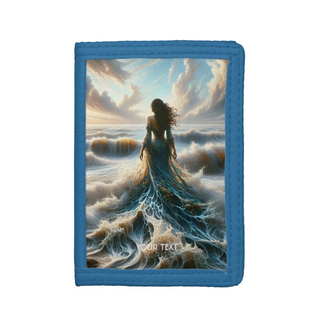 Fantasy Cute  Sea  Wave  Girl Tri-fold Wallet (Front Vertical)