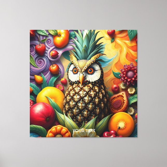 Fantasy Cute Serene Pineapple Owl Canvas Print (Front)