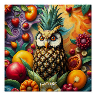 Fantasy Cute Serene Pineapple Owl Poster