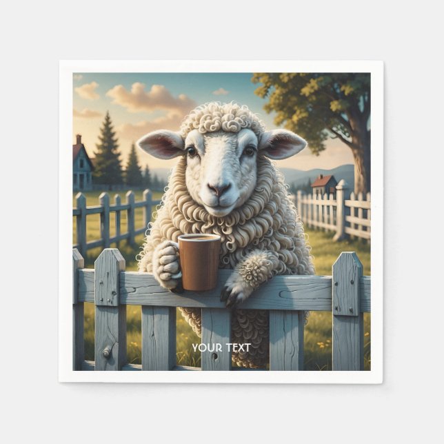Fantasy Cute Sheep Coffee Evening Napkins (Front)