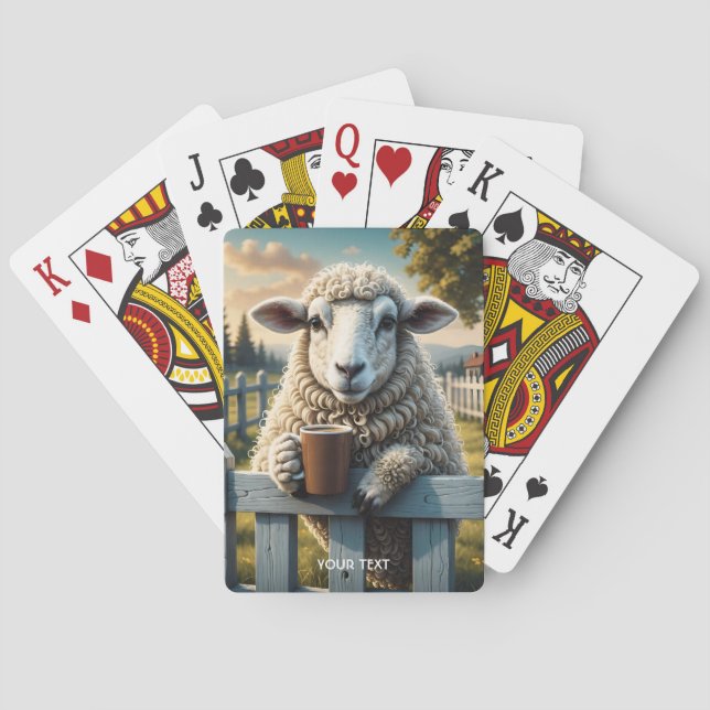 Fantasy Cute Sheep Coffee Evening Poker Cards (Back)