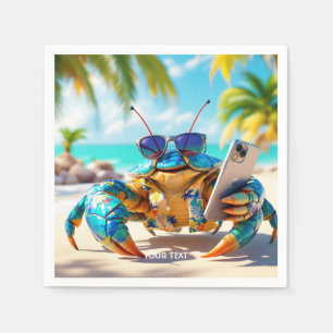 Fantasy Cute Shell Crab Beach Napkins