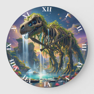 Fantasy Cute Skeleton Dinosaur Garden Large Clock