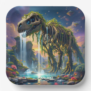 Fantasy Cute Skeleton Dinosaur Garden Paper Plates