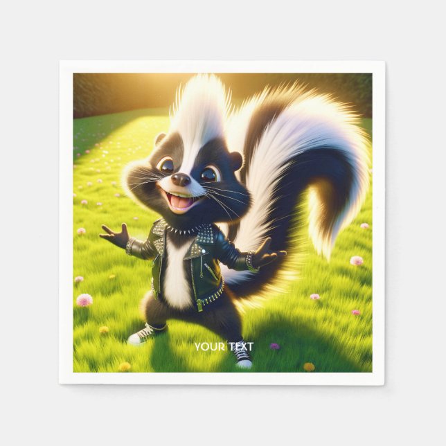 Fantasy Cute Skunk Punk Style Napkins (Front)