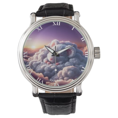 Fantasy Cute Sleeping Mouse Clouds Watch