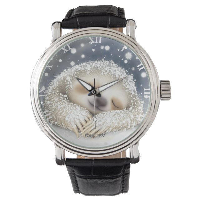 Fantasy Cute Sleeping Sloth Snow Watch (Front)