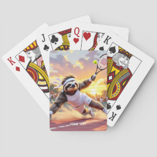 Fantasy Cute Sloth Playing Tennis Poker Cards