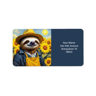 Fantasy Cute Sloth Van Gogh Label