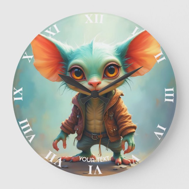 Fantasy Cute  Small Adorable Creature Large Clock (Front)