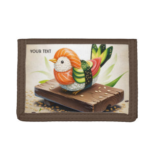 Fantasy Cute Small Sushi Bird Trifold Wallet