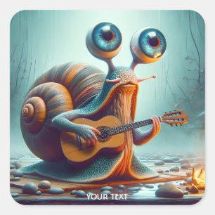 Fantasy Cute Snail Eyes Guitar Square Sticker