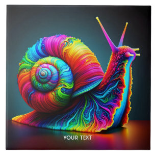 Fantasy Cute Snail Many Colors Ceramic Tile