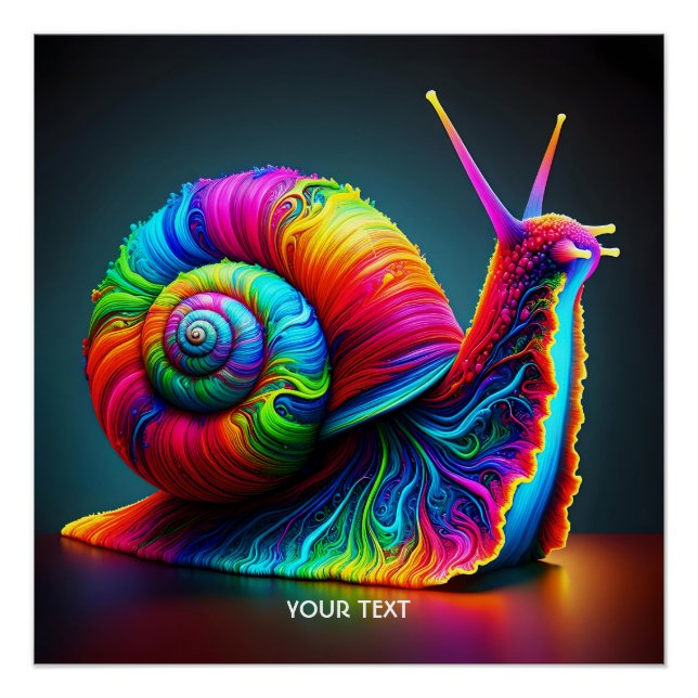 Fantasy Cute Snail Many Colors Poster (Front)