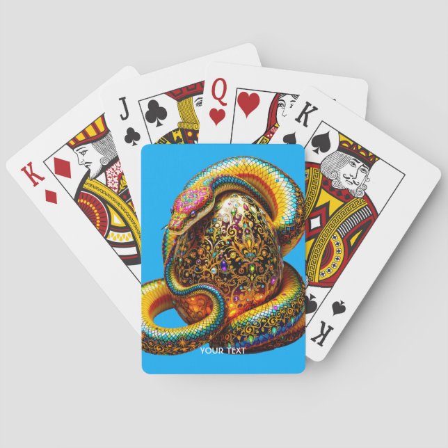 Fantasy Cute Snake Egg Vibrant Poker Cards (Back)