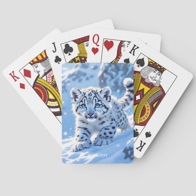 Fantasy Cute Snow Baby Leopard Poker Cards (Back)