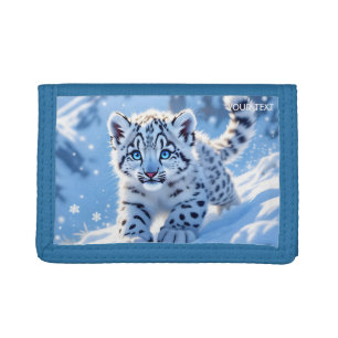 Fantasy Cute Snow Baby Leopard Trifold Wallet