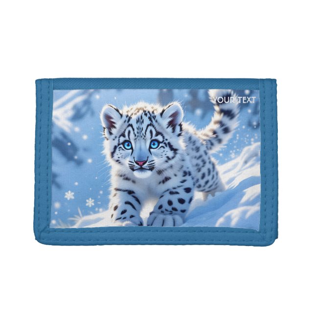Fantasy Cute Snow Baby Leopard Trifold Wallet (Front)
