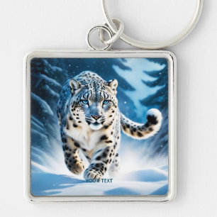 Fantasy Cute Snow Leopard Running Keychain