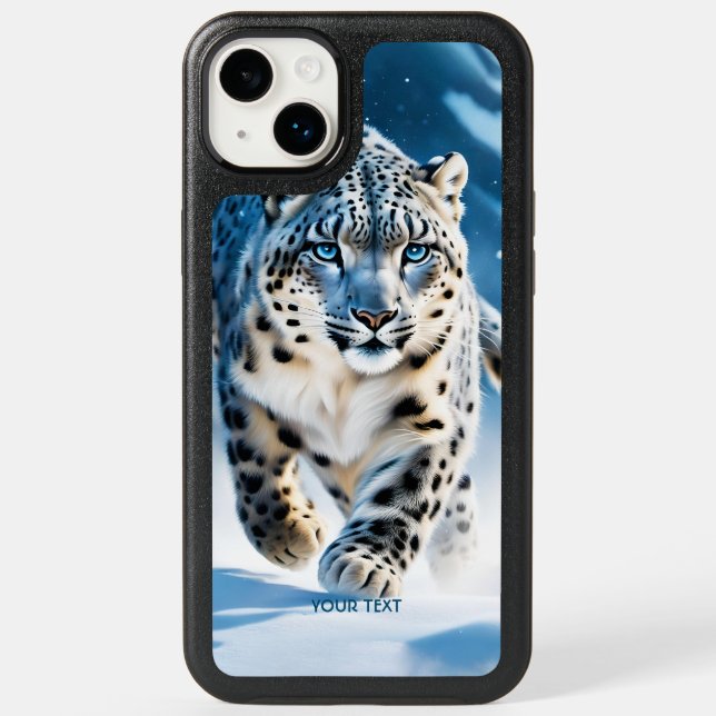 Fantasy Cute Snow Leopard Running Otterbox iPhone Case (Back)