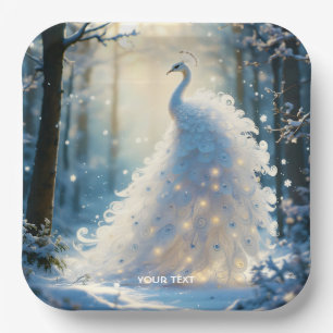 Fantasy Cute  Snow White Peacock Paper Plates