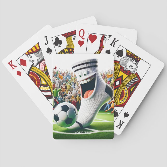Fantasy Cute Soccer Ball Sock Poker Cards (Back)