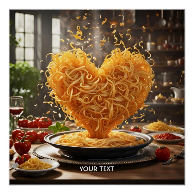 Fantasy Cute Spaghetti Heart Plate Poster (Front)