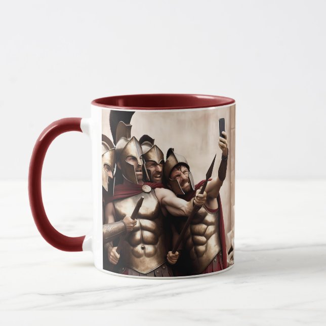Fantasy Cute Spartan Warriors Selfie Mug (Left)