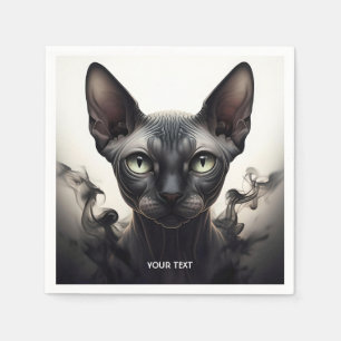 Fantasy Cute Sphynx Black Cat Napkins