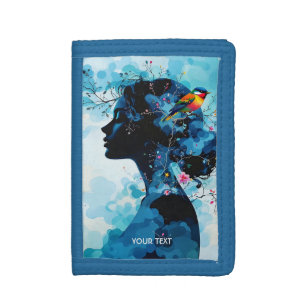Fantasy Cute Spring Girl Bird Tri-fold Wallet