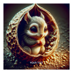 Fantasy Cute Squirrel Inside Shell Poster