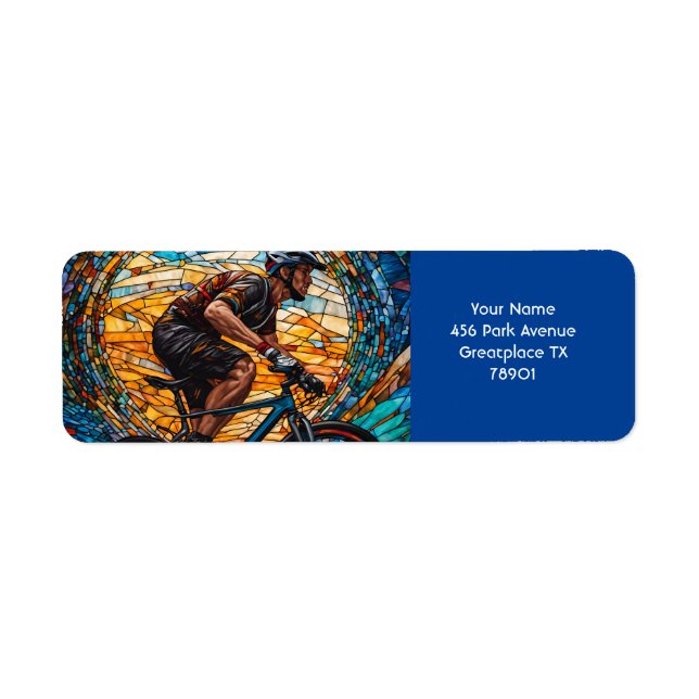 Fantasy Cute Stained Glass Bicycle Rider Label (Front)