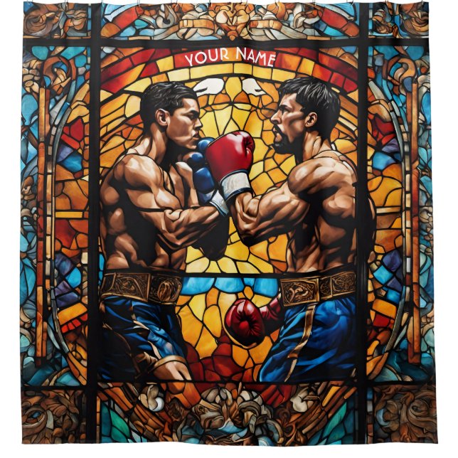 Fantasy Cute Stained Glass Boxers Shower Curtain (Front)