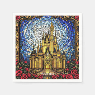 Fantasy Cute Stained Glass Castle Napkins