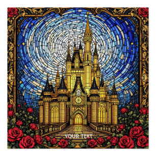 Fantasy Cute Stained Glass Castle Poster