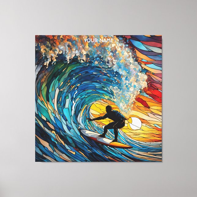 Fantasy Cute Stained Glass Surfer Canvas Print (Front)