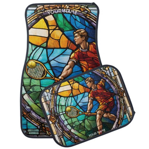 Fantasy Cute Stained Glass Tennis Car Floor Mat