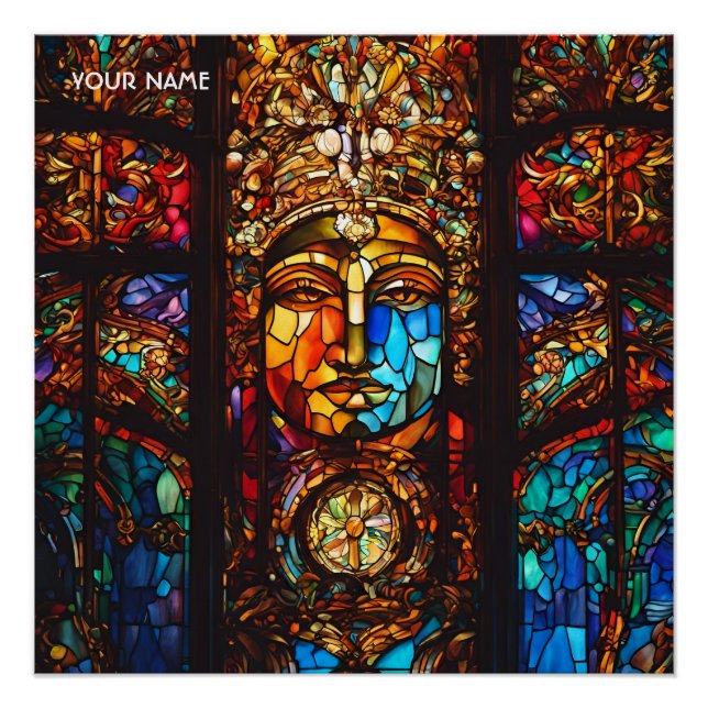 Fantasy Cute Stained Glass Window Poster (Front)