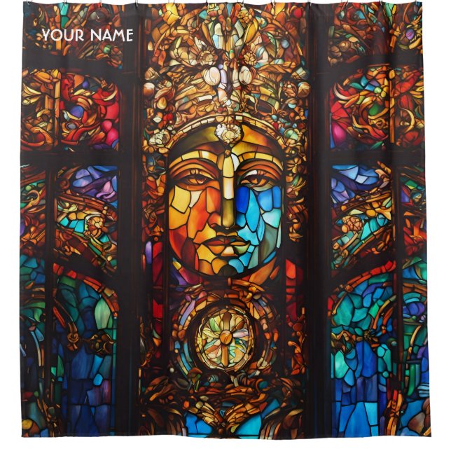 Fantasy Cute Stained Glass Window Shower Curtain (Front)