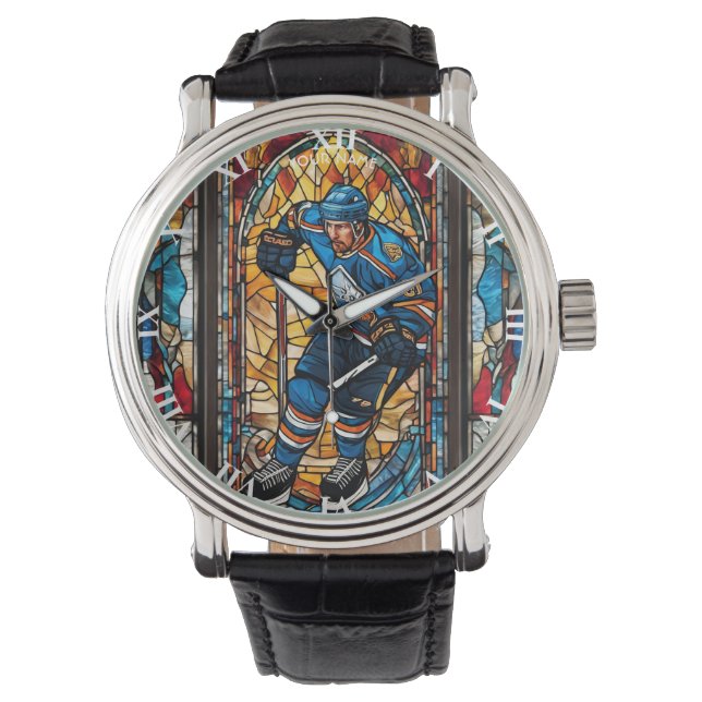 Fantasy Cute Stained Ice Hockey Watch (Front)