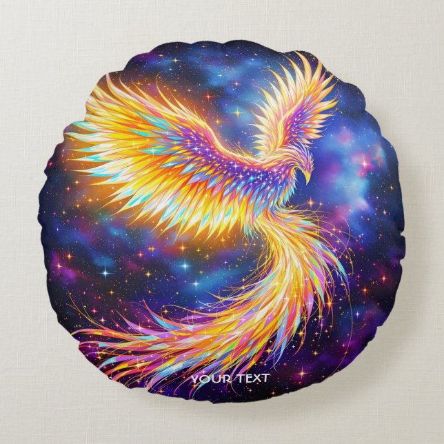 Fantasy Cute Starlight Phoenix Space Round Pillow (Front)