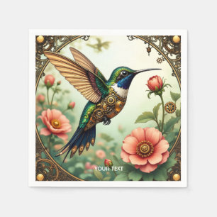 Fantasy Cute Steampunk Bird Flowers Napkins