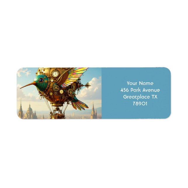 Fantasy Cute  Steampunk Bird Sky Label (Front)