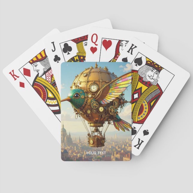 Fantasy Cute  Steampunk Bird Sky Poker Cards (Back)