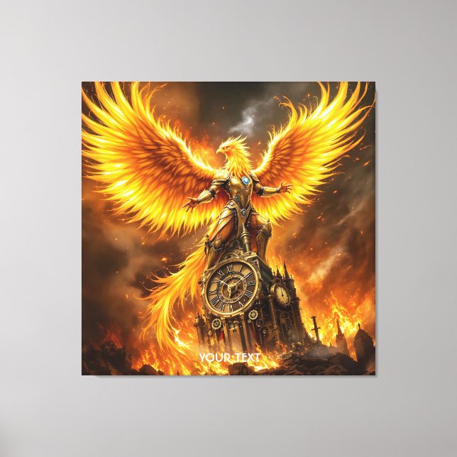 Fantasy Cute Steampunk Flames Phoenix Canvas Print (Front)