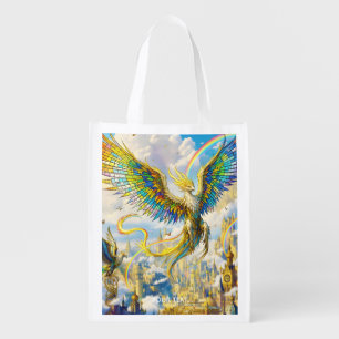 Fantasy Cute Steampunk Griffin City Grocery Bag