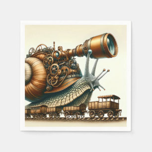Fantasy Cute Steampunk Snail Train Napkins