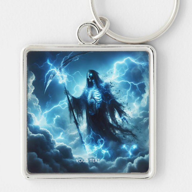 Fantasy Cute Stormy Clouds Lighting Keychain (Front)
