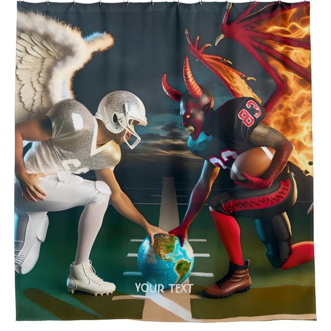 Fantasy Cute Strange Football Match Shower Curtain (Front)