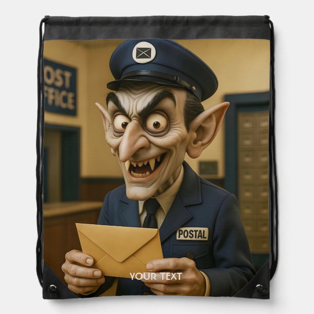 Fantasy Cute  Strange Postal Worker Drawstring Bag (Front)